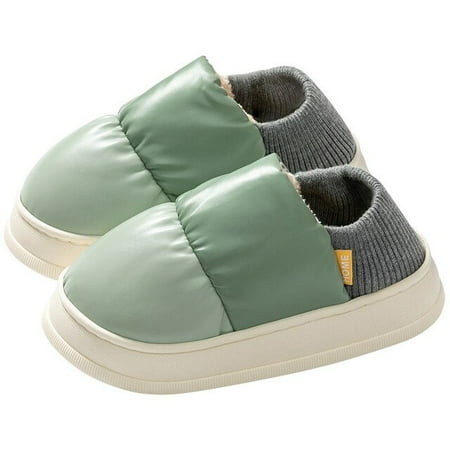 

CoCopeanut Winter Waterproof Warm Thick Bottom Women Slippers Home Bread Shoe Soft All Inclusive Fur Leisure Snow Boots Female Slippers men