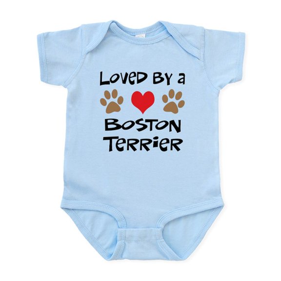 CafePress - Loved By A Boston Terrier Infant Bodysuit - Baby Light Bodysuit, Size Newborn - 24 Months