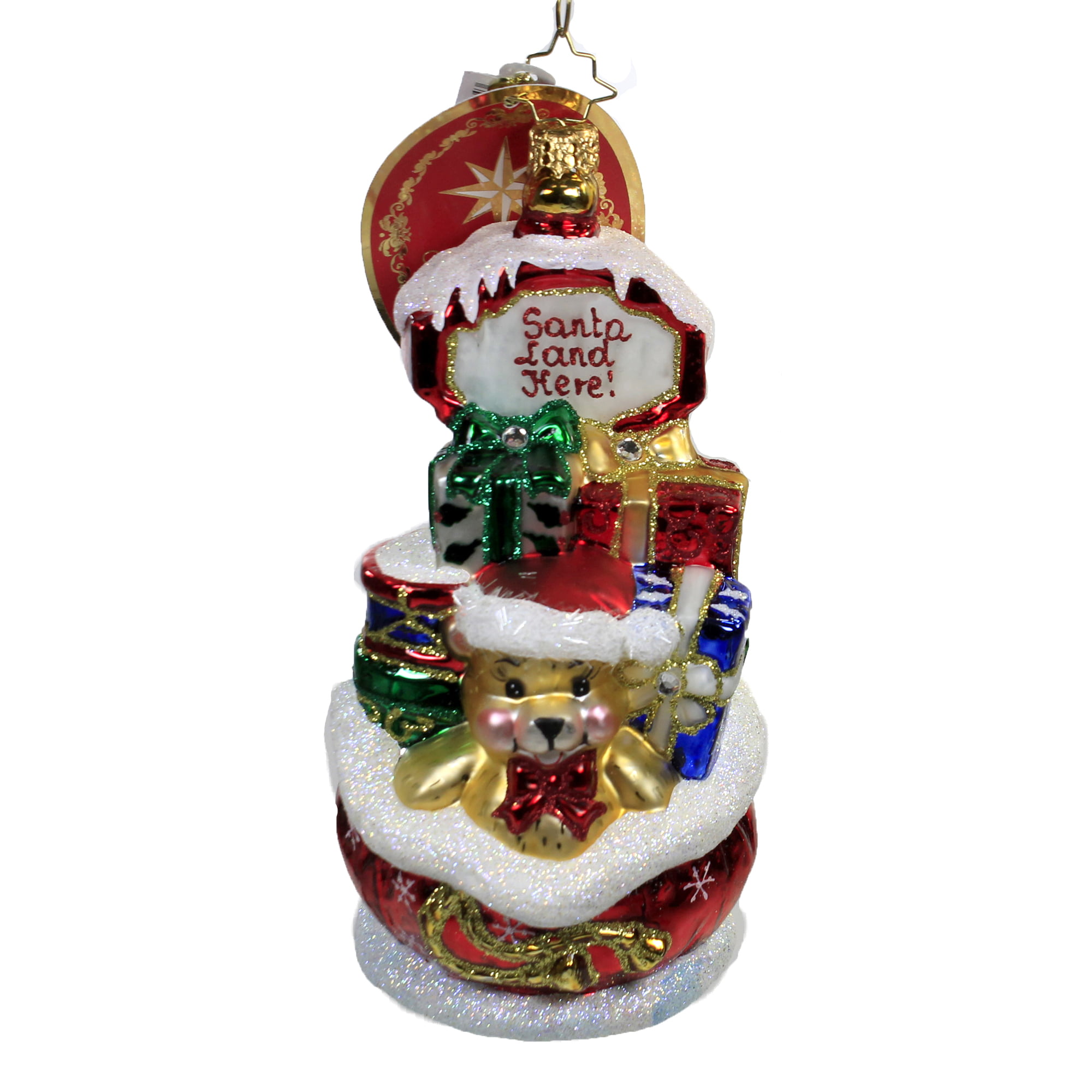 Noel Reindeer Heart Glass Christmas Ornament 4.25 Inches