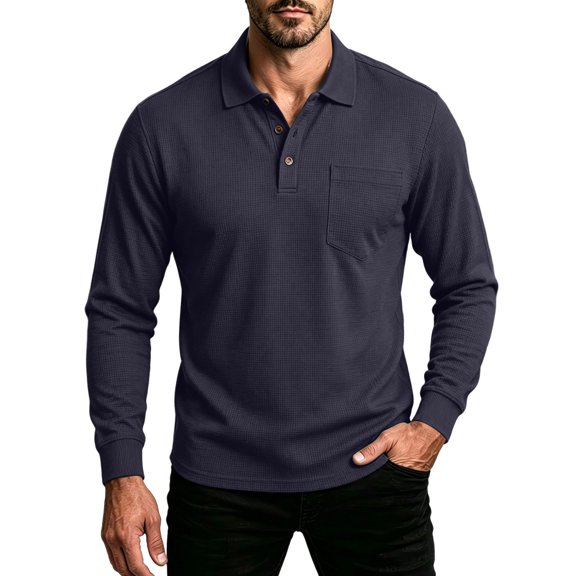 jjayotai Shirts for Men Long Sleeve Collared Golf Shirt with Pocket Moisture Wicking Quick Dry Performance s