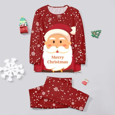 

ZMHEGW Christmas Pajamas Women Mom Set Family Clothes Santa Prints Long Sleeve Tops Pants Set