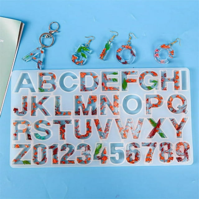 MesaSe Cristal Résine Époxy Moule Alphabet Lettre Numéro Pendentif Coulée Silicone Métiers