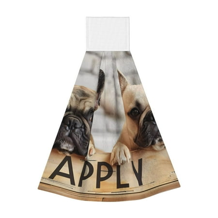 

Sikiie Cute Bulldogs Apply Hand Towel with Loop Hanging Towel Absorbent Tie Towels for Kitchen Tea Bar Bathroom Decor
