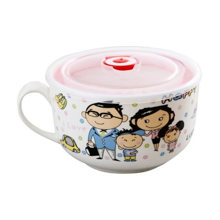

Haifle Ceramic Instant Noodle Bowl With Lid Porcelain Ramen Bowl With Handle Microwave Bowl For Dormitory-c