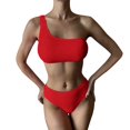 thumbnail image 1 of Cathalem Bikini Tops for Women Large Breast High Cut Two Piece Swimsuits,Red L, 1 of 5