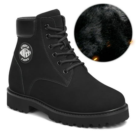 

CMR CHAMARIPA Women s Height Increasing Boots - Fur Lining Black Nubuck Leather Boots 8CM / 3.15 Inches