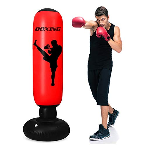 Inflatable Punching Bag for Kids 63Inch Freestanding Punching Bag with Stand for Adults/Kids Standing Boxing Bag TUOWEI Kids Punching Bag Red Inflatable Punching Bag for Kids 63Inch Freestanding Punching Bag with Stand for Adults/Kids Standing Boxing Bag TUOWEI Kids Punching Bag Red