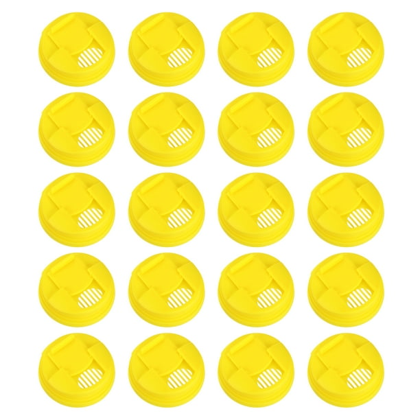 Tapas de latas de soda, 20pcs - Cubiertas de plástico para latas, tapas que se ajustan al tamaño estándar para bebidas de soda y cerveza (Amarillo)