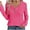 Hot Pink, variant on ZUKMRJPC Women's Waffle Knit Shirts Button Up V Neck Long Sleeve Solid Color Pullover Tops Fall Slim Fit Basic Tee Blouse