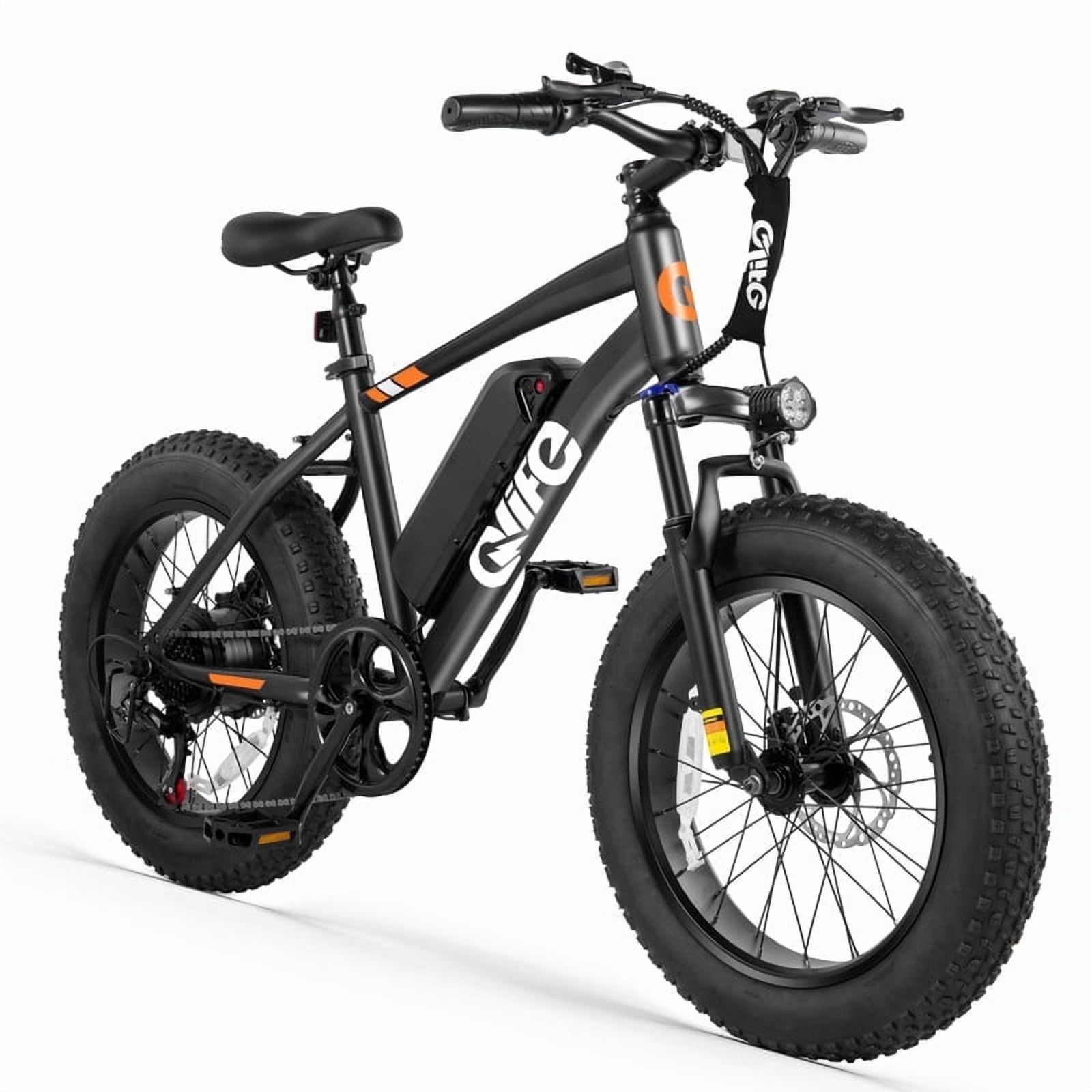 Qlife Racer Fat Tire Electric Bicycle for Adults, 28MPH Mountain Ebike with Peak 1200W Brushless Motor, Removable Battery, 20X4.0 Tire Step Over E-MTB with 7-Speed Black