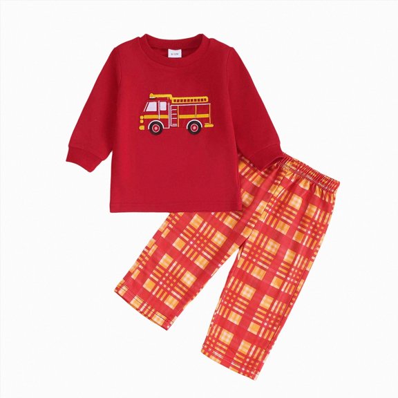 ZIXKCGDSE Boys Outfits Cartoon Printed Long Sleeve Top and Wide Leg Pants Fall Clothes Set Size 12-18 Months