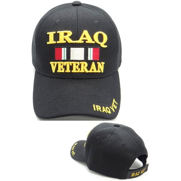 US Military Iraq Veteran Ribbon Black Adjustable Baseball Hat Cap