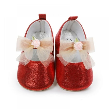 

Baby Girls Solid First Walker Shoes Soft Sole Bow Knot Fashion Princess Flats