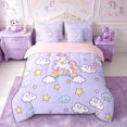 thumbnail image 3 of Manfei Cute Rainbow Unicorn 7-Piece Twin Bedding,Cartoon Starry Sky Bedding Comforter Set,Reversible, 3 of 6