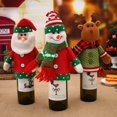 thumbnail image 2 of Decoración navideña de dibujos animados de punto de muñeco de cabeza grande, juego de botellas de vino, juego de champán de Papá Noel, 2 of 5