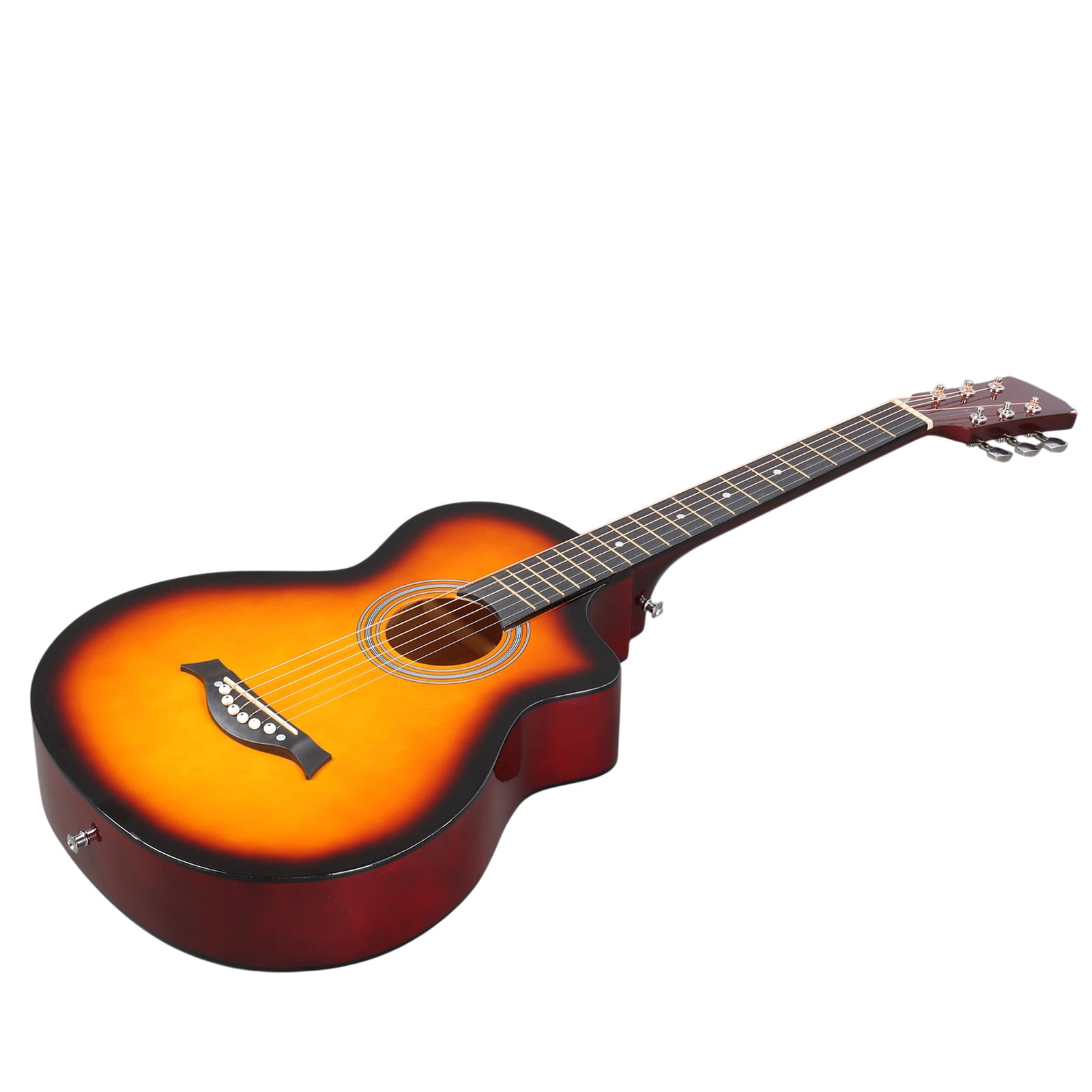 38-Inch Acoustic Guitar, JF Folk Body, Basswood Construction, 6 Steel Strings, 21 Frets, Beginner Starter Set with Gig Bag, Strap, Picks, Capo and Tuner