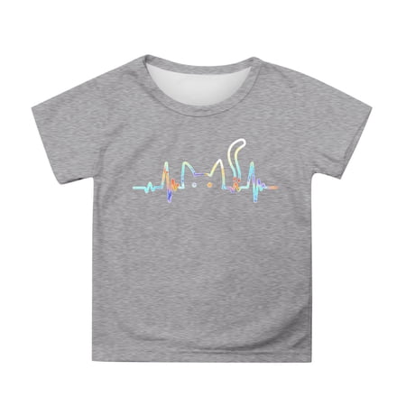 JAJAHO Kids Short Sleeve T Shirts Boys Girls Summer Top Graphic Tee Round Neck Loose Fit Top 3-13Y Athletic Playwear Comfort Trendy Tops