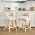 thumbnail image 2 of Zesthouse 26.2″ Counter Height Wooden Bar Stools Set of 2, Linen Upholstered Barstools with Curved Backs, Thick Cushion, Natural Solid Wood, Modern Bar Chairs for Kitchen Island, Beige, 2 of 12