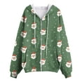 thumbnail image 6 of idosla Zip Up Christmas Hoodie Women Oversized Hoodie Casual Long Sleeve Graphic Jackets with Pockets Zipper Drawstring (Light Green, XXL), 6 of 7