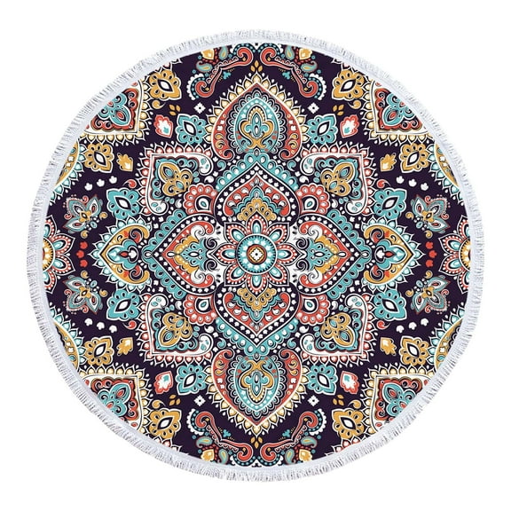 Tyidzon Beach Towel Lightweight Round Printed, Sand Free, Soft Absorbent Beach Towels for Travel Sports Pool Swimming Bath Camping Seaside Holiday
