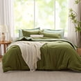 thumbnail image 1 of King Size Comforter Set 7 Pieces, Olive Green, Reversible Bedding Set, Soft Bed in a Bag King with Comforter, Sheets, Pillowcases & Shams, All Seasons Boho King Bed Set, 1 of 1