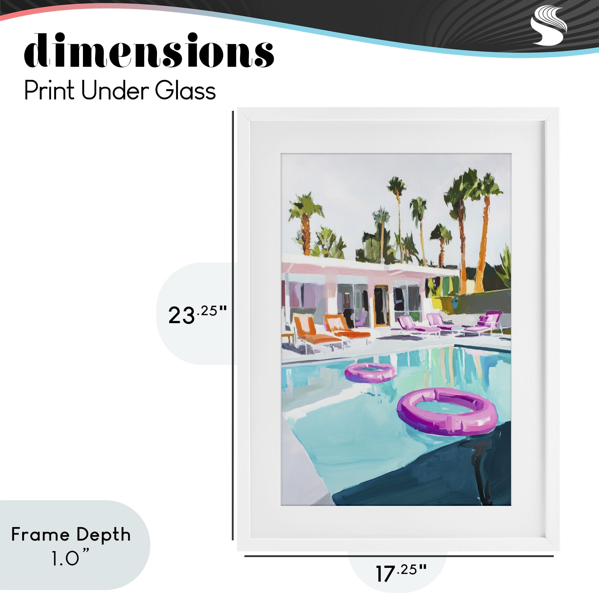 Stupell Industries Palm Springs Poolside Impression White Framed Print Under Glass, design by Sisi and Seb