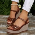 thumbnail image 5 of Footbed Sandals for Women Women's Fashion Casual Wrap-Around Buckle Summer Style Fashion Casual Color Matching Trend Eye-Catching Thick Bottom Wedge Heel Sandals Brown, 5 of 8