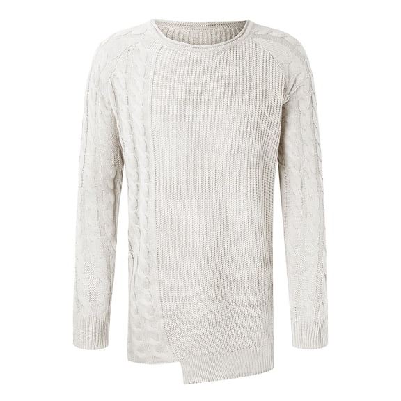 GBSYEWXS Pullover Sweater For Men Crew Neck Long Sleeve Soft Autumn Solid Color White Sweaters