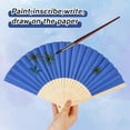 thumbnail image 4 of 12PCS Folding Paper Fans, Handheld Paper Fan Foldable Decorative Fans Blue Bamboo Fan for Summer Beach Party Dancing DIY Wall Decoration, 4 of 6