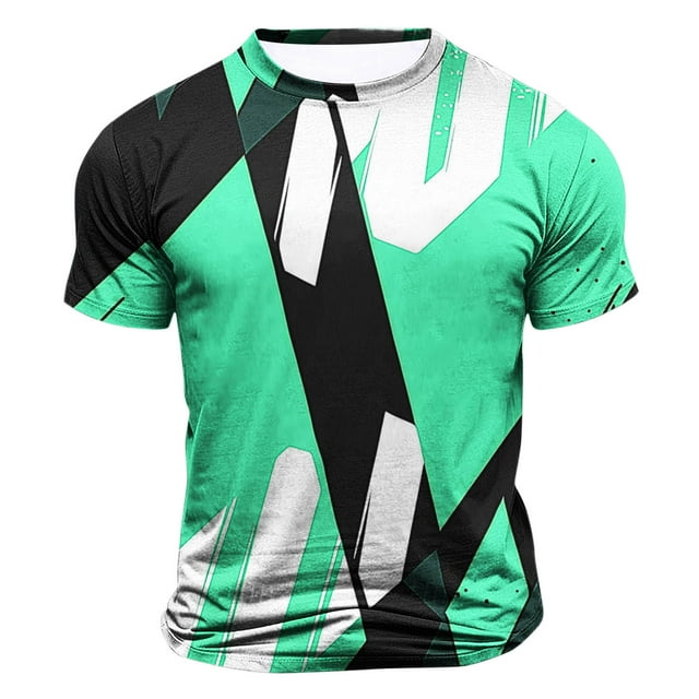 Wancir Chemises pour Hommes en Solde Mode Décontractée Imprimé Sport Manches Courtes Col Rond Blouses Chemises