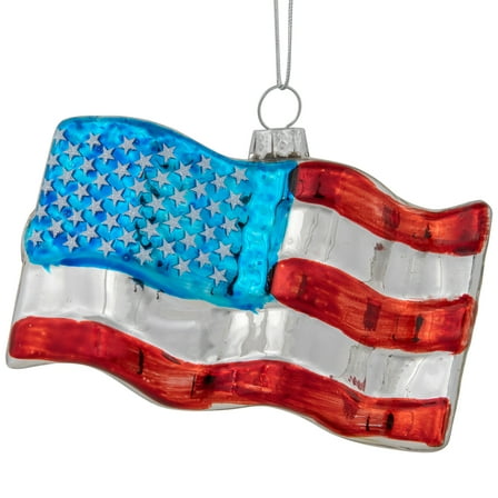 4" American Flag Glass Christmas Ornament
