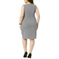 thumbnail image 3 of Agnes Orinda Women's Plus Size Sheath Dress Sleeveless Boat Neck Casual Straight Pencil Work Dresses 1X Gray, 3 of 6