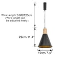 thumbnail image 2 of KAYYELAMP Wooden Base Black Cone Shade Metal L-Type Track Light E26 Base 3.9Ft Adjusted Cord Vintage Design Hanging Lamp for Kitchen Sink Home(No Bulb, Track), 2 of 7