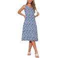 thumbnail image 4 of VESTIDO SIN MANGAS BOHO IKAT INSPIRADOR DE MUJER CON BOLSILLOS, VESTIDO MIDI CASUAL PARA EL DÍA DE LAS MADRES, AZUL OSCURO L, 4 of 6
