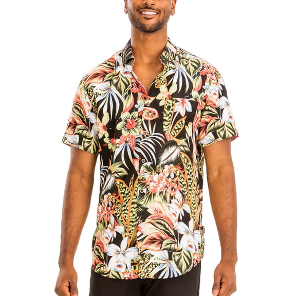 Men Hawaiian Shirt Vacation Short Sleeve Casual Button Down Shirts Summer Beach Shirt