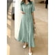 thumbnail image 1 of ZANZEA Female Summer Elegant Sundress Stripe Printed Women Dress Short Sleeve Robe Fashion Lapel Neck Casual Office VestidosXL Gao Jinjia LED, 1 of 2