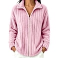 thumbnail image 2 of Brnmyaeo Womens Fuzzy Fleece Jacket Warm Loose Zip Up Lapel Neck Cozy Coat Casual Long Sleeve Ribbed Fleecy Fall Winter Trendy Outwear, 2 of 7