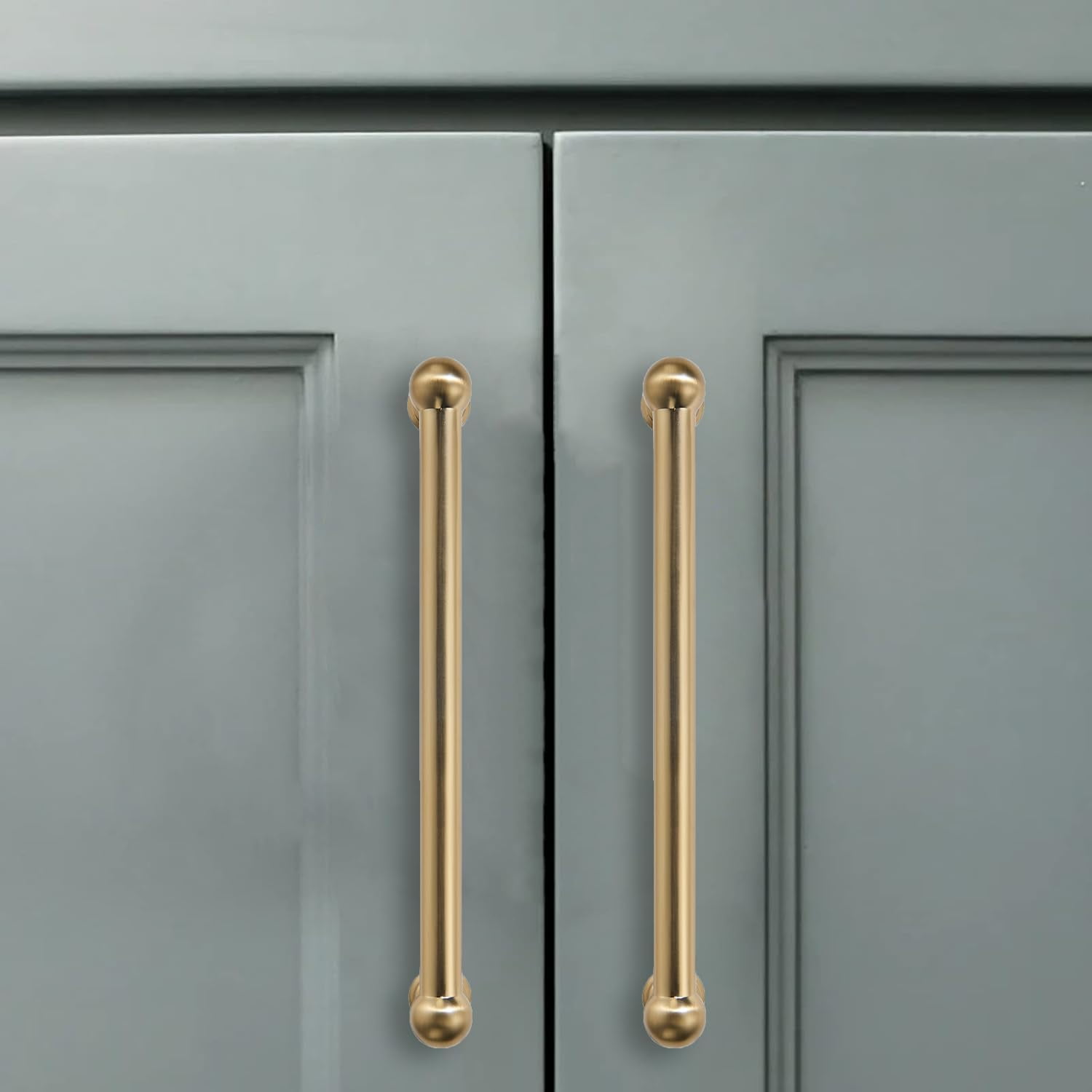 10 Pack 8 Inch Solid Kitchen Cabinet Handles Brushed Brass Heavy Duty Cabinet Pulls Satin Brass Drawer Pulls Cabinet Hardware Kitchen Handles for Cabinets Cupboard Handles