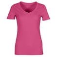 thumbnail image 3 of Aihuaihua T-Shirts for Girls 10-12 Short Sleeve V-Neck T-Shirt Ribbed Soft Casual Top for Toddler & Kids Hot Pink 11-12 Years, 3 of 5
