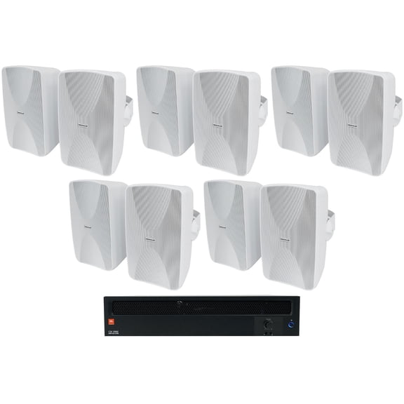 JBL CSA1300Z 70v Commercial Amplifier   (10) White Wall Mount Speakers CSA 1300Z
