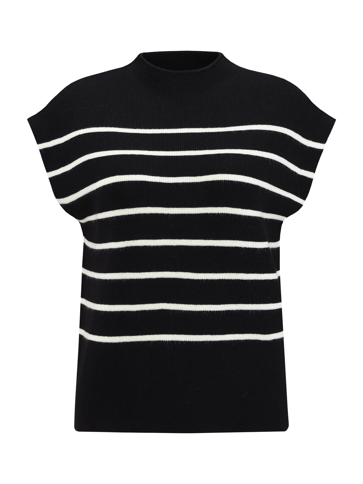 DARING DIVA Cap Sleeve Sweater Vest Mock Neck Ribbed Knit Pullover Top 2XL Black