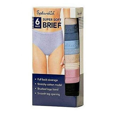 Splendid Women's Super Soft Brief Underwear Panty, Multipack (Assorted 6 Pack Colorful, Medium)
