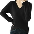 thumbnail image 2 of Sevevn Women's Solid Color Knitted Sweater Long Sleeved V-Neck Fashionable Top Black XL Summer Clearance, 2 of 7