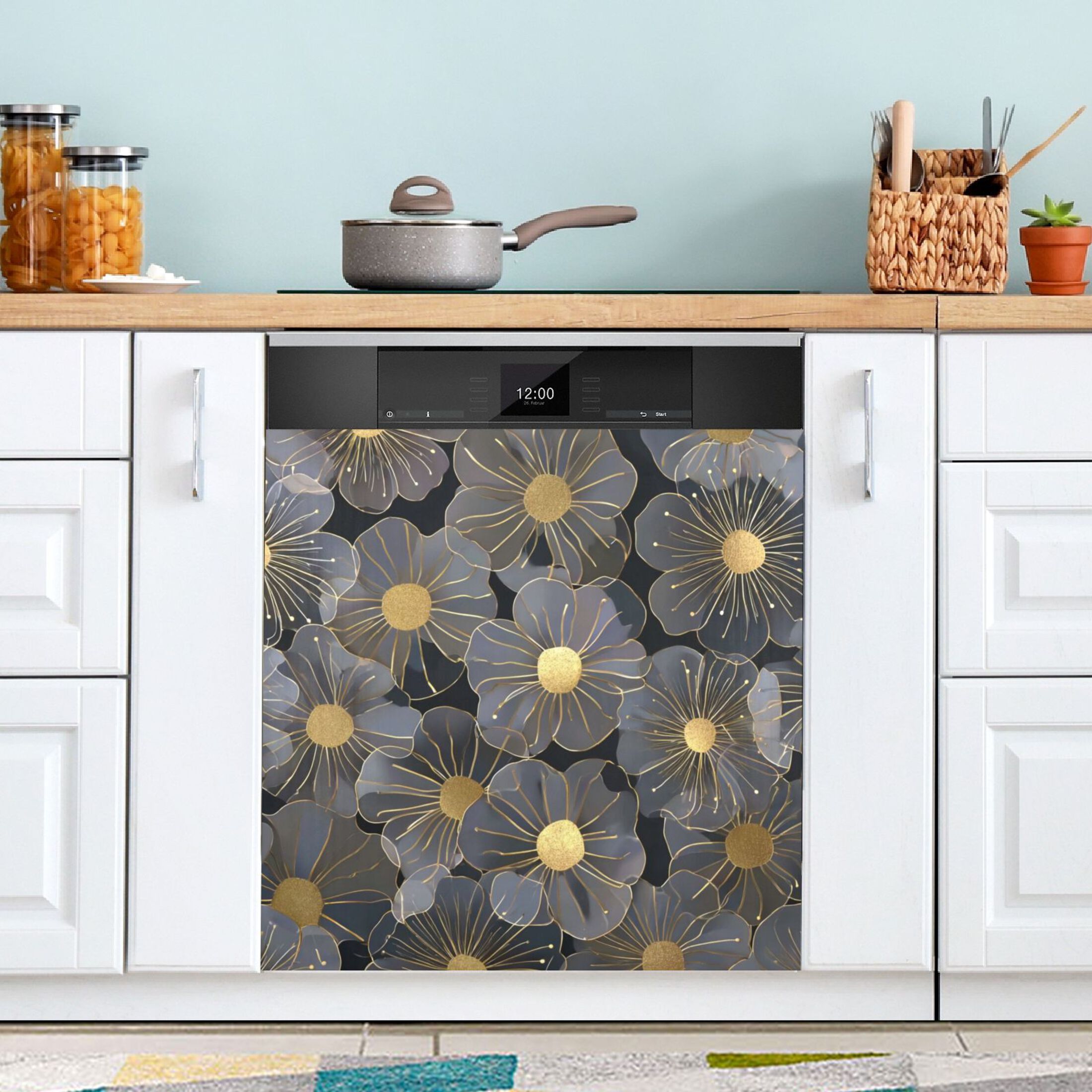 IAUYY Magnetic Decorative -23x26 Inch,Removable DIY Art for Dishwasher Refrigerator and Other Metal Surfaces,The Golden Flower Shape