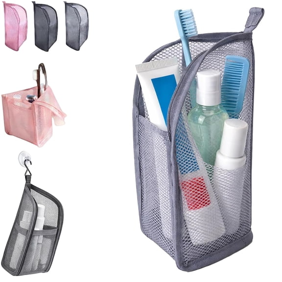 Standing Toiletry Bag, 2026 New Portable Travel Toiletry Bag, EVA Travel Toothbrush Storage Bag, Foldable Clear Hanging Toiletry Bag, for Travel, Toothbrush, Toothpaste (Grey)