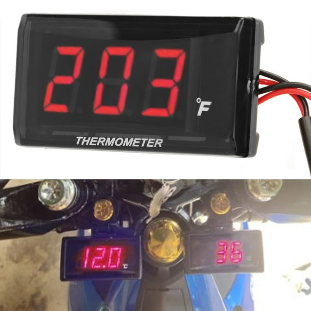 Motorcycle Digital Water Temperature Gauge Ultra Thin LCD 12V With 18mm Sensor Adapter for Most Motorbikes