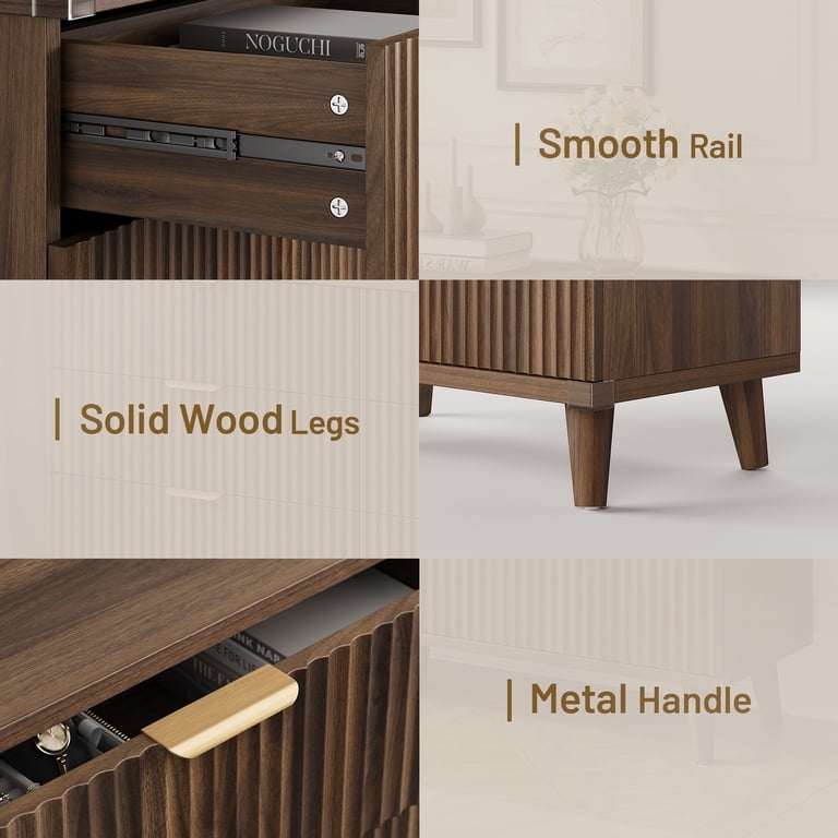 Aufeile 53" Fluted 6-Drawer Dresser, Walnut photo 8