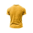 thumbnail image 3 of Homeyce Men's Casual Linen T Shirts V-Neck Short Sleeve Washed Frayed Raw Edges Tops Summer Beach Vacation Casual Tshirt Solid Color Muscle Fit Thin Breathable Basic Tees,Yellow 3XL, 3 of 6
