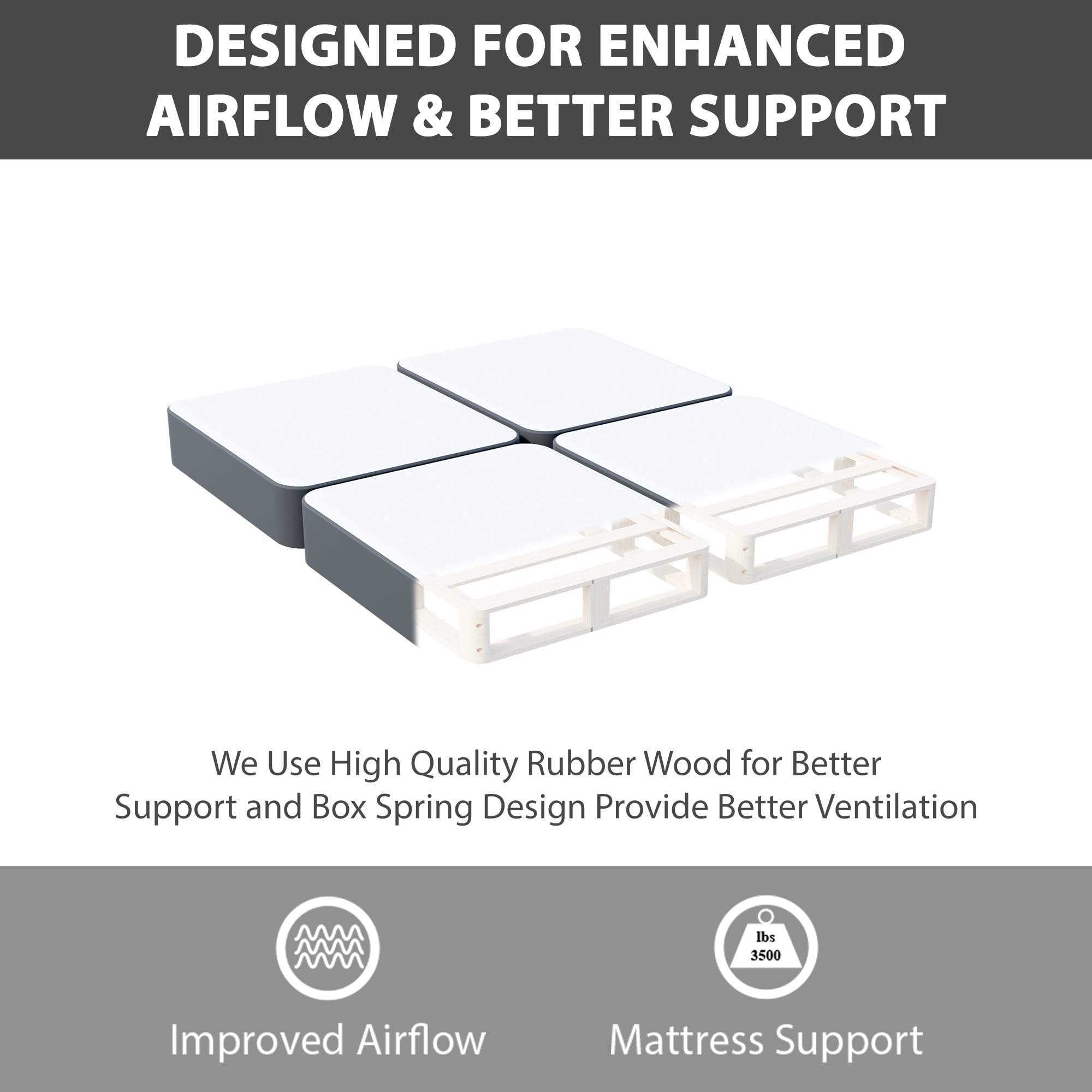Continental Sleep, Box Spring Bed Base California King(Fold) Size, 8-Inch Wood Mattress Foundation, Quiet Noise Free, 4-Pieces Under Mattress Support BoxSpring, Fully Assembled, Black
