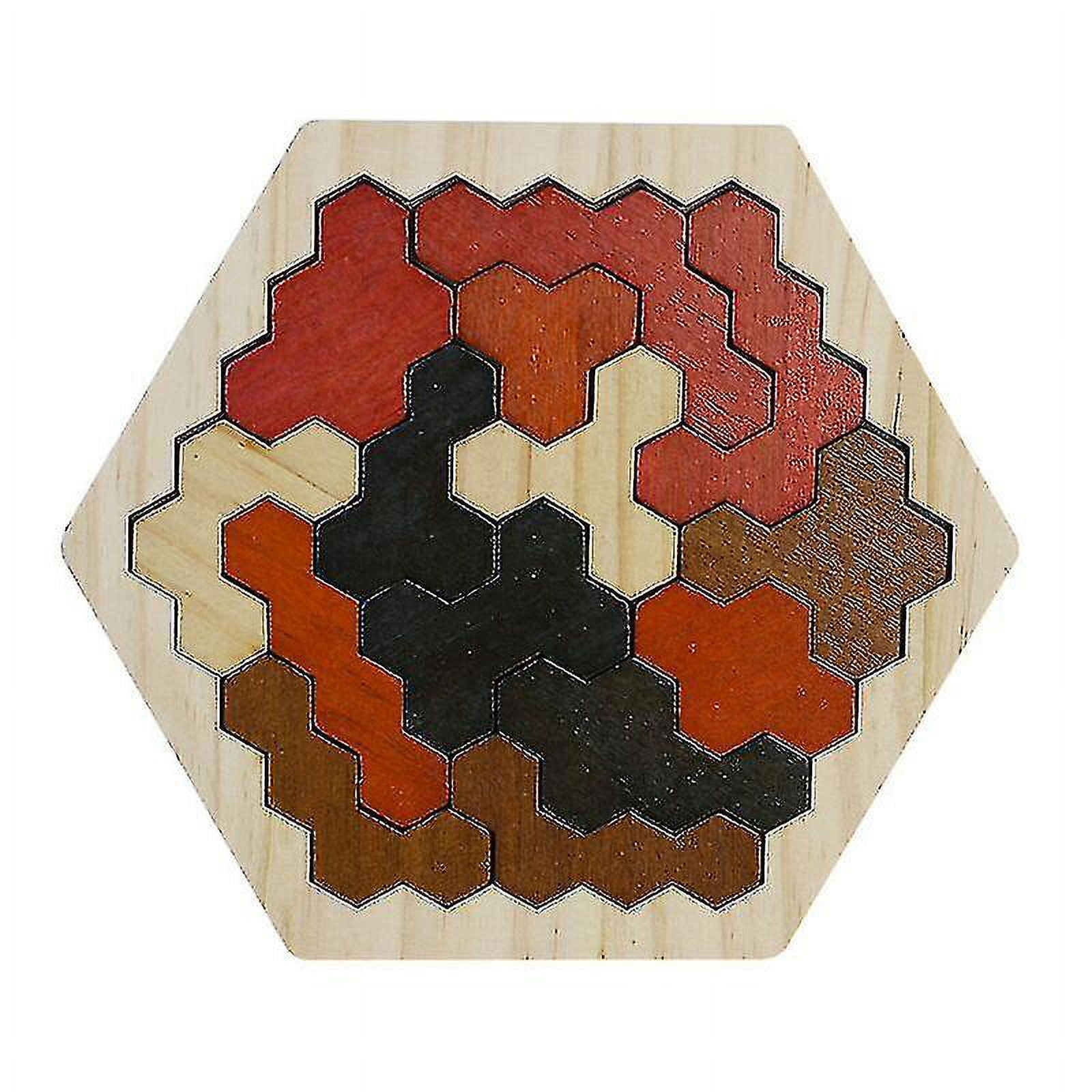 Rompecabezas hexagonal Tangram de madera para niños y adultos ...